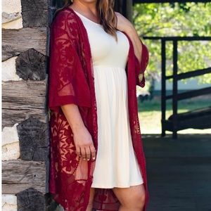 Romanstii Women's Lace Cardigan Floral Crochet Sheer Beach Cover Ups Long Kimono